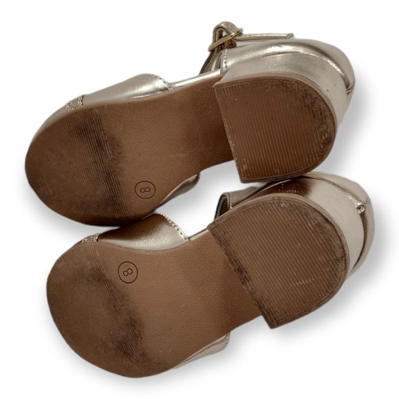 Rachel Lil Beth Gold Mary-Jane Heel Platform Sandal Strappy Girls 8 Shoes - Picture 5 of 8